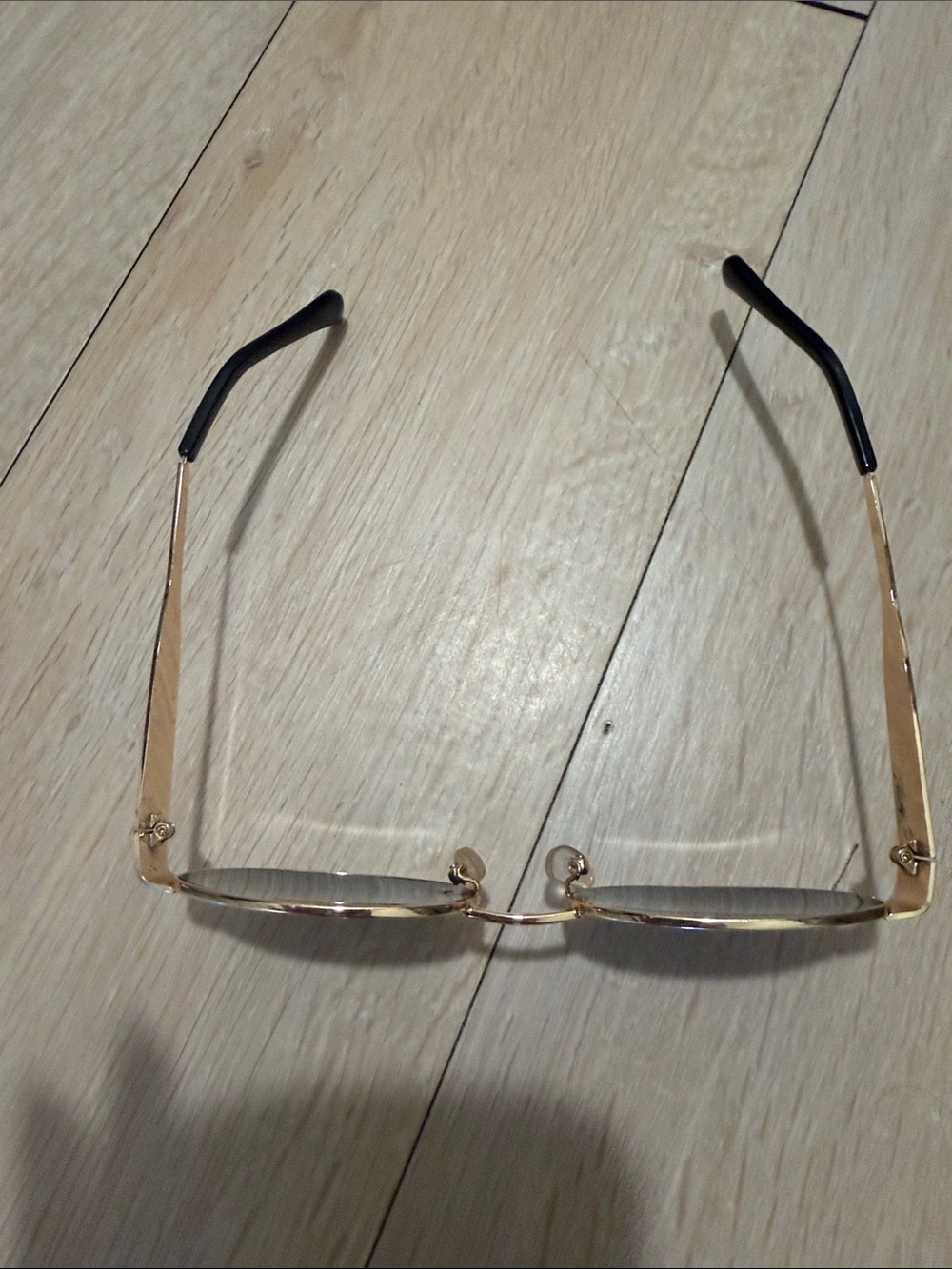 Gold Oval Sunglasses with Black Lenses - Picture 4 of 5